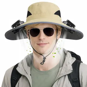 Solar-Powered Cooling Fan Bucket Hat, 6" Wide Brim Sun Protection Hat with Dual Rechargeable Fan, Water-Resistant Foldable Outdoor Hat for Hiking, Fishing, Camping and Travel | TikTokShop Spring Glow Up