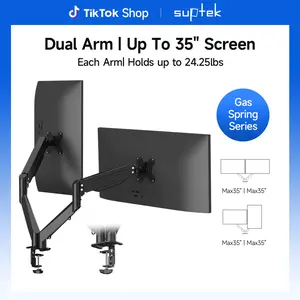 suptek Dual Monitor Mount StandHeight Adjustable Gas Spring Monitor Arm Desk Mount for 2 Computer Screens 17 to 32 in,Each Arm Holds up to 22lbs MD8SP Modern
