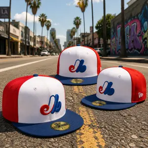 New Era 59FIFTY Montreal Expos Cooperstown Cap – White Crown Red & Blue Fitted Hat with Retro “M” Logo
