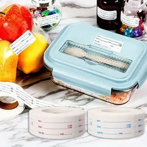 2 Rolls 1000 Pieces Removable Food Labels, 1 X 2 Inch Date Stickers for Freezer, Refrigerator Food Containers - Easy To Write On