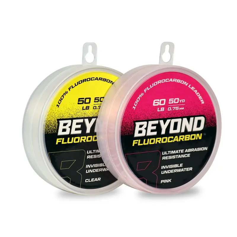 Beyond Braid 100% Fluorocarbon Fishing Leader Material, 50 Yd Fishing Accessory with Faster Sink Rate, Pink Option Available