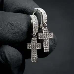 Y2k fashion street style zircon cross men and women earrings hip hop earrings couple gifts suitable for parties
