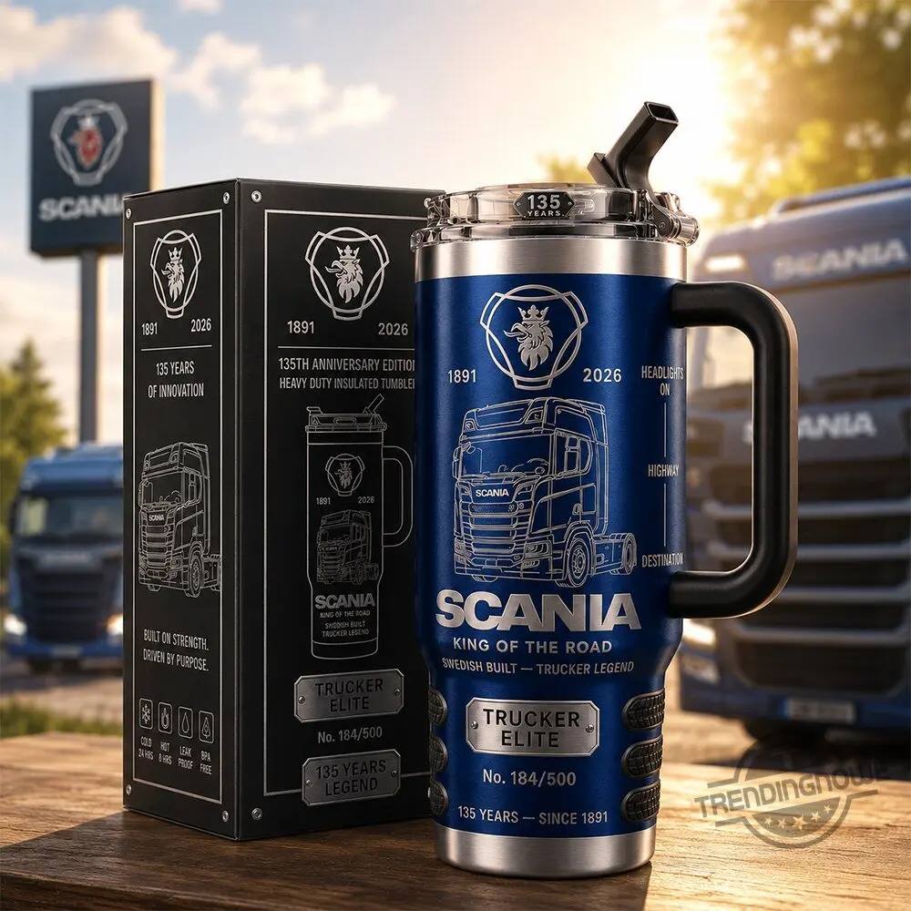 Scania 135th Anniversary 1891–2026 40oz Tumbler With Handle, Premium Vacuum Insulated Stainless Steel Travel Mug, King of the Road Collector's Edition Gift