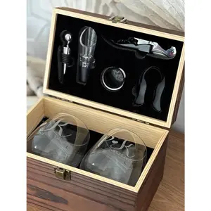 Personalized Wine Glass Set, Anniversary Gift, Wedding Gift for Couple, Engraved Wine Box Gift, Personalized Wine Box Gift Set, Wine Glasses