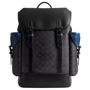 COACH Hitch 31 Printed Flap-Top Coated Canvas and Premium Leather Backpack for Men, Large, Black