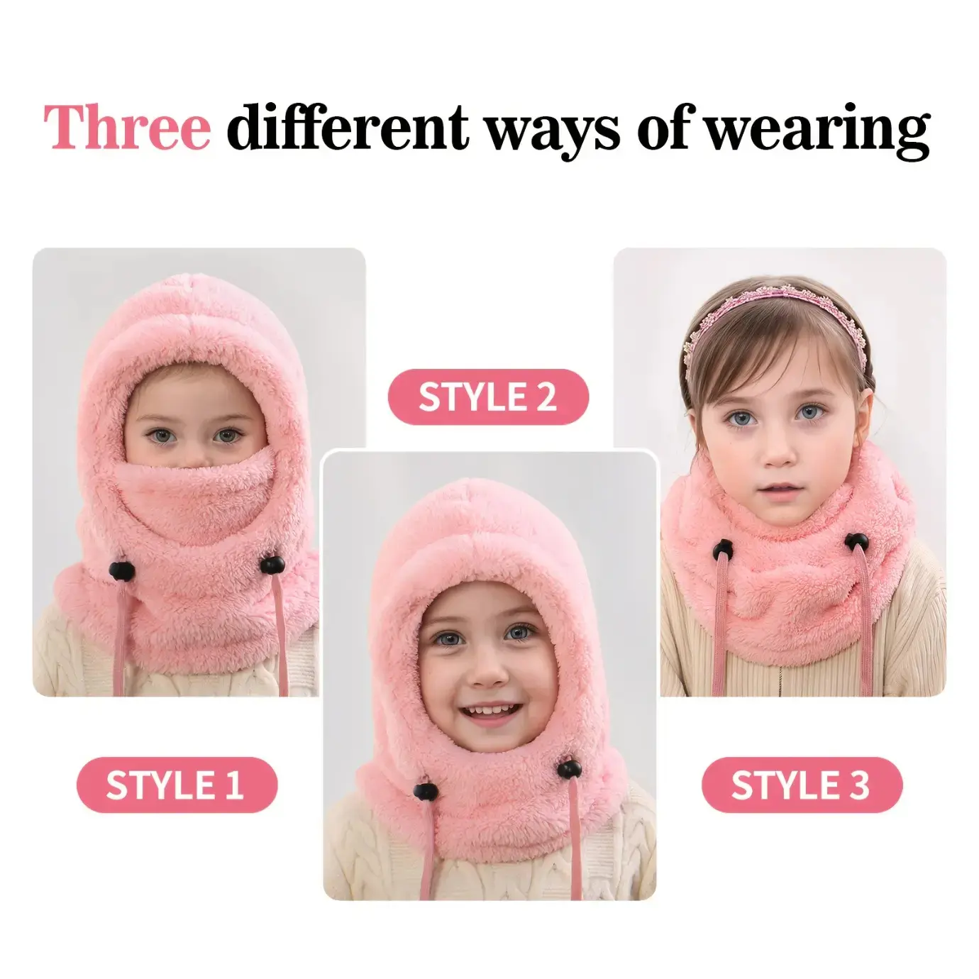Kids Full Face Balaclava With Neck Guard, Soft Fleece Material And Detachable Hood, Windproof Warm Headwear For Children Aged 3 To 10, Ideal For Skiing, Motorcycling And Winter Outdoor Activities