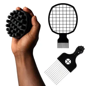twist curl 3-Piece Starter Locs Twist Tool Set, Compact Silicone Curl Brush, Metal Afro Pick and Mesh Comb for Freeform Dreads and Short Coily Hair