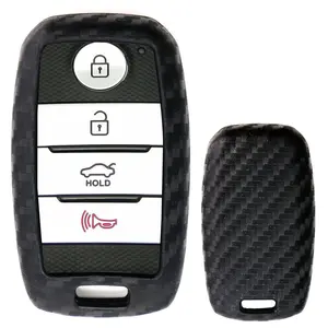 iJDMTOY Carbon Fiber Pattern Soft Silicone Key Fob Cover Case For Kia Optima K5 Sorento Carens Forte Sportage Soul Smart Key
