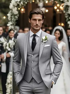 Men's 3pcs Suit Set: Blazer + Vest + Trousers, Business Casual, Stylish and Elegant, Premium Quality for Weddings, Work, and Parties