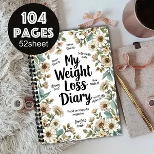 104-Page A5 Weight Loss Plan Meal Planner - 52-page Healthy Eating and Weight Management Diary with Motivational Statements, Food and Exercise Tracker, Daily Activity Plan, and Comfort Zone Sections for Home