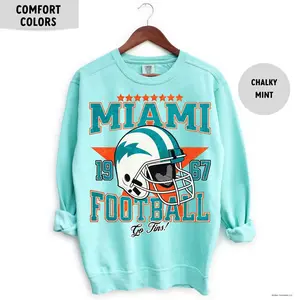 Comfort Colors Miami Football Sweatshirt, Vintage Miami Football Crewneck, Retro Miami Shirt, Miami Florida Football Gift,Dolphin Sweatshirt