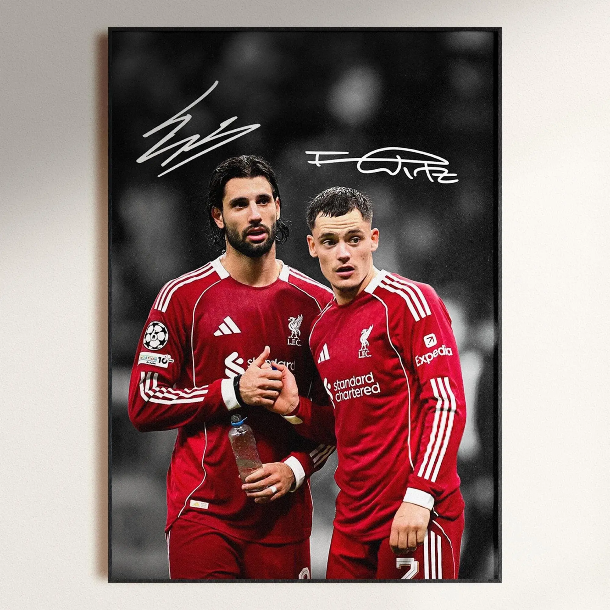 Dominik Szoboszlai & Florian Wirtz Poster, Signed Football Poster, Liverpool Football Art( Unframed - Print Only )