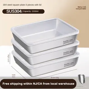 Food grade 304 stainless steel commercial stall fresh box picnic box refrigerator multi-purpose storage box rectangular