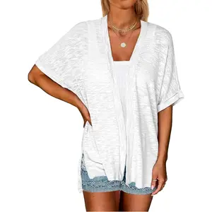 Lightweight Cardigans for Women Casual Summer Short Sleeve Cardigan Open Front Beach Coverups 2025