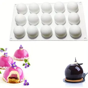 Kitchen Truffle Silicone Mold for Baking Candy, Chocolate, Ice Cream Mold, Cake Decoration Mold, Non-Stick & Easy Release, Mini Truffle Ball Shape (15-Cavity)