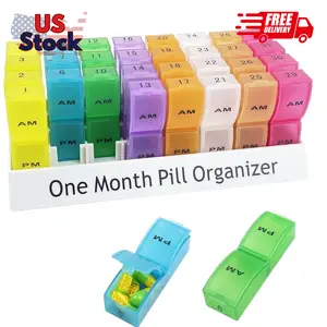 Monthly Pill Organizer 2 Times a Day, 30 Day One Month