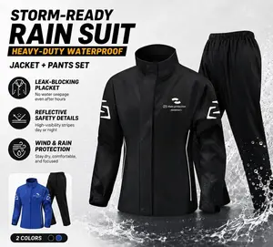 Adult Mens Waterproof Two Piece Rain Suit Heavy Downpour Protection for Motorcycle Riders coat Large men clothes Jacket cool spring Lightweight Rain Coat Rainproof Wind Resistant Full Body Cover