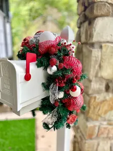 Christmas Holiday Mailbox Swag Saddle - Mailbox Greenery Wreath Swag