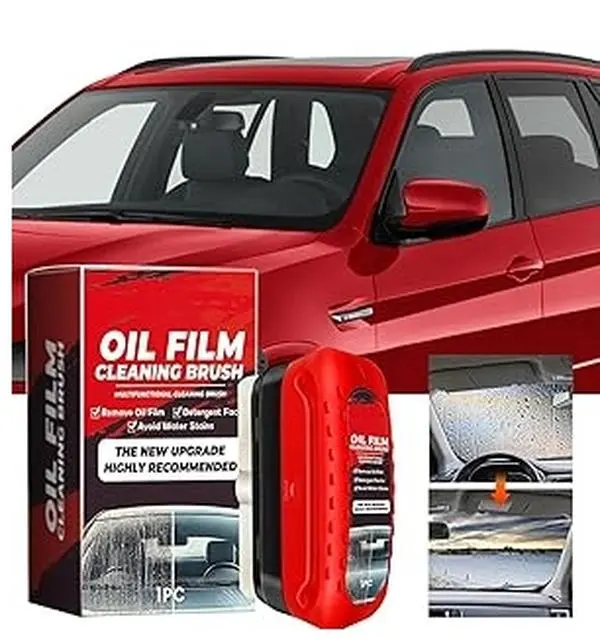 Glass Emulsion Cleaner & Glass Oil Film Remover for Cars – Roll-On Glass Guard with Brush, Removes Oil, Grease & Fog, Anti-Fog Windshield Cleaner for Clear Driving Visibility