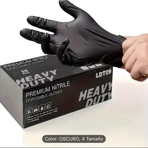 Premium Nitrile Disposable Gloves Heavy Duty 50 pcs OSCURO 4 Tamaño Ideal for Nails