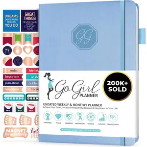 Planner and Organizer for Women - Compact Size Weekly Planner, Goals Journal & Agenda to Improve Time Management, Productivity & Live Happier. Undated - Start Anytime, Lasts 1 Year - Light Blue