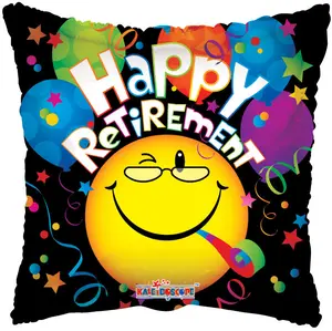 18" Retirement Smiley Face Helium Foil Balloon (5 Pack)#19233