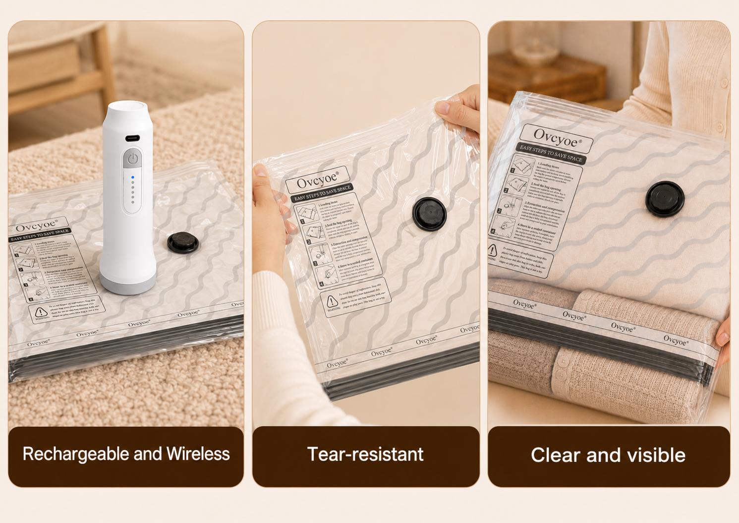Packing with vacuum bags
