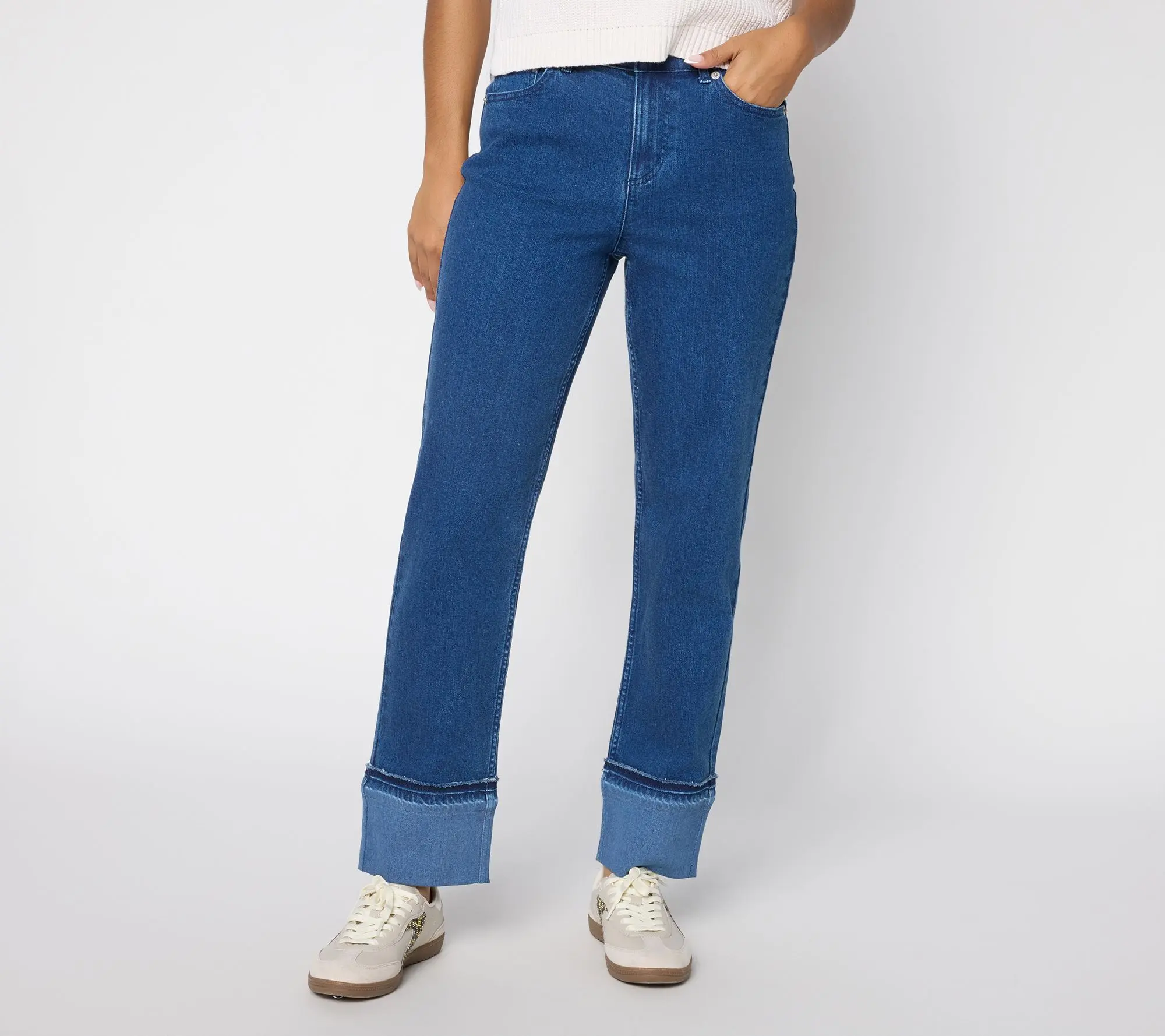 LOGO by Lori Goldstein Regular Seamed Straight Leg Jeans