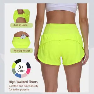 THE GYM PEOPLE High Waisted Back Zipper Pocket Yoga Shorts 3" Summer Running Shorts for Women Back to School Sports Workout Shorts Gym Outfit Activewear
