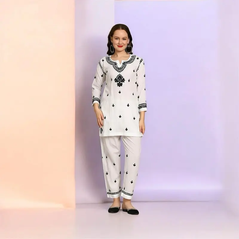 Cord Set Heavy Rayon Chikankari Soft Comfortable Lightweight Traditional Indian Wear