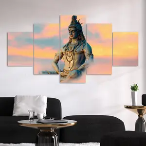 Shiva in The Dusk Clouds Pattern Canvas Unframed Painting, 5 Counts Religious Art, Fashion Home Poster, Perfect Living Room Decor, Bedroom, Office, Corridor, Ornaments
