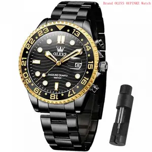 Brand OLEVS Watch Men Luxury Big Face Dress Easy Read Mens Watches with Date Waterproof Luminous Stainless Steel Watches for Men Business Fashion Analog Quartz Men's Wrist Watches Rotatable Bezel Men Watch