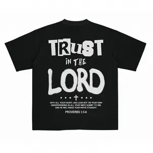 Trust In The Lord Proverbs 3:5-6 T-Shirt, Christian Streetwear Graphic Tee, Oversized Washed Black Cotton Top, Bible Verse Faith Shirt, Unique Gift for Church Goers & Believers
