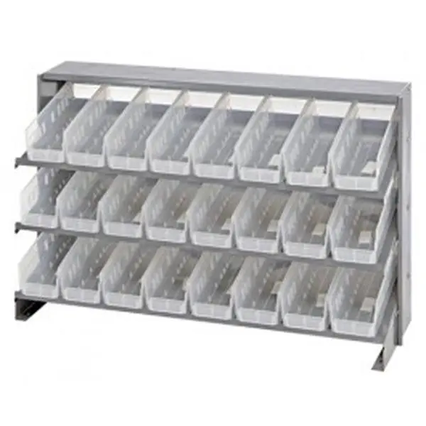 Quantum Storage QPRHA-101CL Bench Rack Organiser with 24 Bins, Home Storage Shelf for Home Organisation Needs