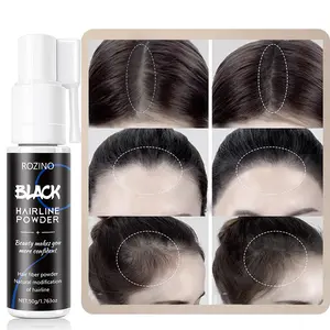 ROZINO Black Hairline Powder - 48-Hour Stain-Proof Formula for Women & Men - 50g Root Touch Up Hair Color for Gray Coverage & Bald Spot Concealing