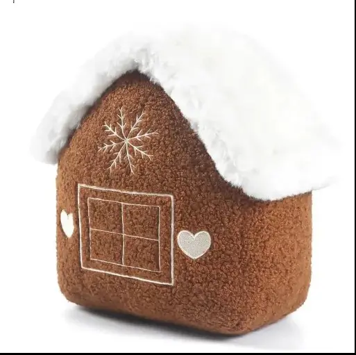 Christmas gingerbread house shaped throw pillow, 1 count cute warm plush cushion, winter home decoration sofa bed pillow, bedroom pillow, christmas gift for men & women, cuddly plush comfort toys, pets plush toys, household decorative throw pillow Christmas gingerbread house shaped throw pillow, 1 count cute warm plush cushion, winter home decoration sofa bed pillow, bedroom pillow, christmas gift for men & women, cuddly plush comfort toys, pets plush toys, household decorative throw pillow