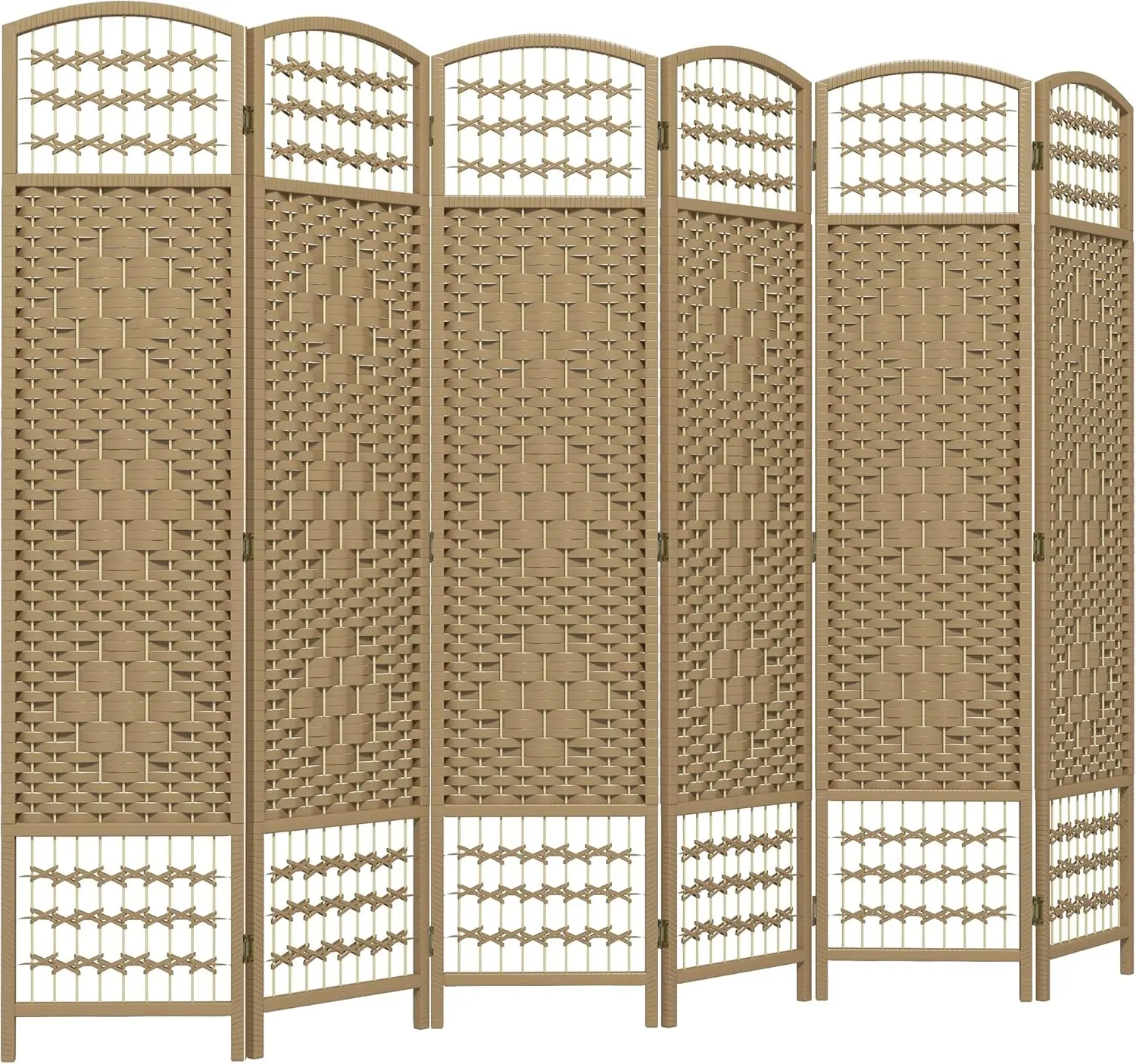6 Panel Room Divider 5.6FT – Folding Screen Freestanding Partition Wall for Bedroom, Home & Office (Natural)