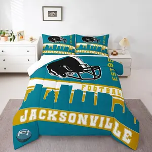 Football Comforter Set,Football City Bedding,Football Fans Bedding Comforter Sets,Rugby Game Quilt,(Jacksonville)