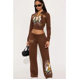 Ed Hardy Tiger Peak Wide Leg Pant - Brown 5