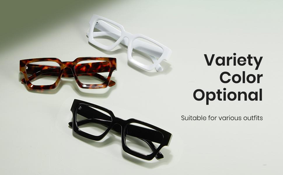 Cyxus 99% Oversized Blue Light Blocking Glasses Women Men Chunky Rectangle Chic Preppy Frame Computer - 8143