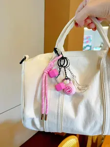 Sweet And Cool Pink Fitness Themed Keychain - Dopamine Pink, Detachable Diy, Can Be Paired With Bags/Keys, It Is A Cute Accessory For Fitness Enthusiasts To Showcase Their Style.