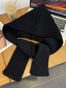 Black Friday! [Knit All-in-one Set] | Waffle Texture Hooded Scarf | Fleece Thermal Lining | Festival & Date Nights | Gentle Colorways | Unisex Winter Edition