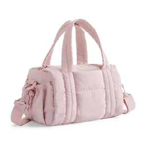 Women's Quilted Mini Gym Bag - Padded Crossbody Bag with Detachable Shoulder Strap, Stylish Tiny Travel Tote