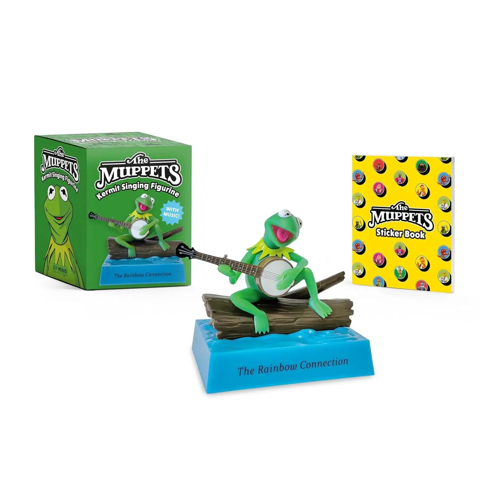 The Muppets Kermit Singing Vinyl Collectible Figurine - RP Minis Model Figurine with Music, Included Sticker Book, Ideal Gift for Music Enthusiasts