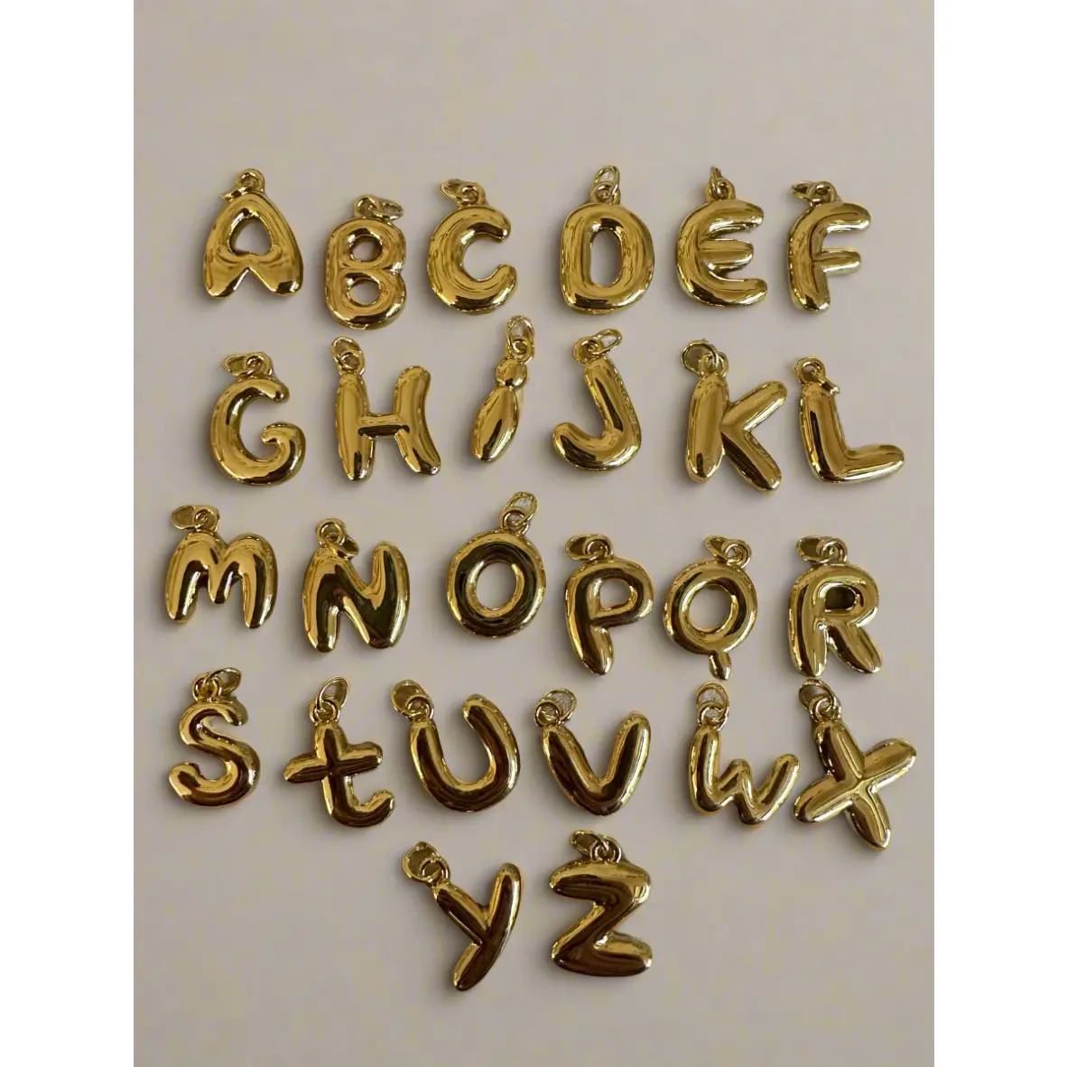 Gold Simple Bubble Letter Charm - Detailed as Provided