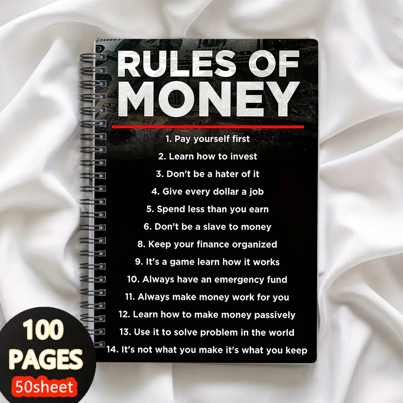 Financial Notebook with 14 Habits Guide Diary, Guided Journal, Self Improvement Journal, Personal Finance Management Tool, Financial Planner, Cover Design, Spiral Bound