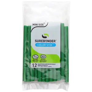 Color Stik 4" Mini Size Green Hot Glue Sticks - 12 Pack
