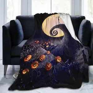 Nightmare Before Christmas Bedding Blanket Valentine's Day Couple Super Soft Blanket 80" x 60", Flannel Four Seasons Air Conditioning Blanket Lightweight Living Room Bedding/Bedroom