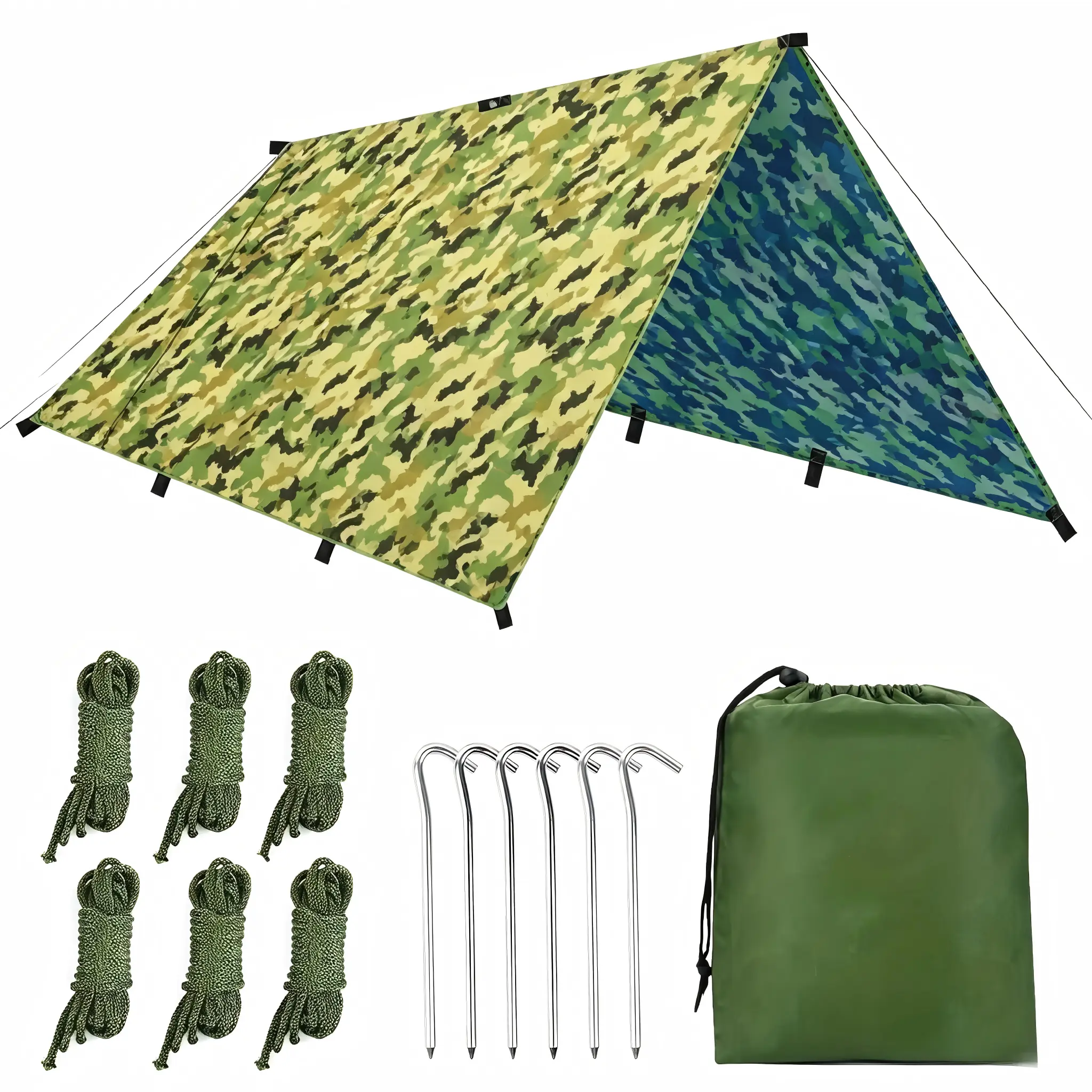 118x118 in High-Quality UV-Protected Outdoor Camping Tarp Canopy, Portable Foldable Camping Supplies, Waterproof Weatherproof Accessory for Hiking Emergency Survival, Outdoor Camping Waterproof
