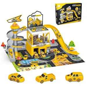 City Simulation Car Track Toy, 1 Box DIY Assembly Car Track Toy with 3 Random Cars, Role Play Set, Indoor Car Parking Lot Toy, Birthday Gift